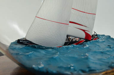 Artist Gabrielle Rogers fabricated the highly intricate, miniature ship model of the Alighi SUI 100